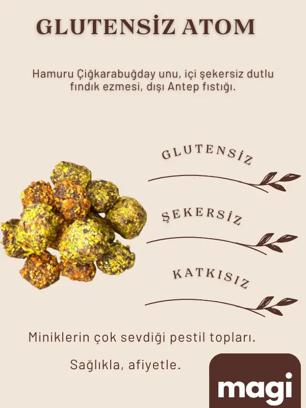 Magi Atom Mix – Antep Fıstığı & Kuru Kayısı Kaplamalı Dutlu Fındık Ezmeli Atıştırmalık | Glutensiz & Rafine Şekersiz | 400g Mağazam