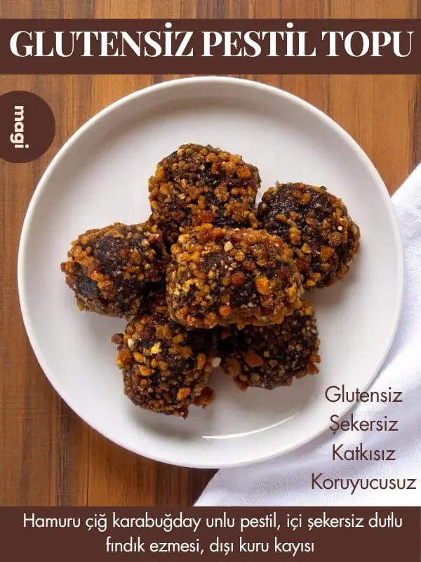 Magi Atom Mix – Antep Fıstığı & Kuru Kayısı Kaplamalı Dutlu Fındık Ezmeli Atıştırmalık | Glutensiz & Rafine Şekersiz | 400g Mağazam