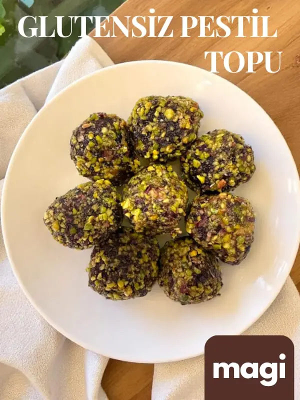 Magi Atom Mix – Antep Fıstığı & Kuru Kayısı Kaplamalı Dutlu Fındık Ezmeli Atıştırmalık | Glutensiz & Rafine Şekersiz | 400g Mağazam
