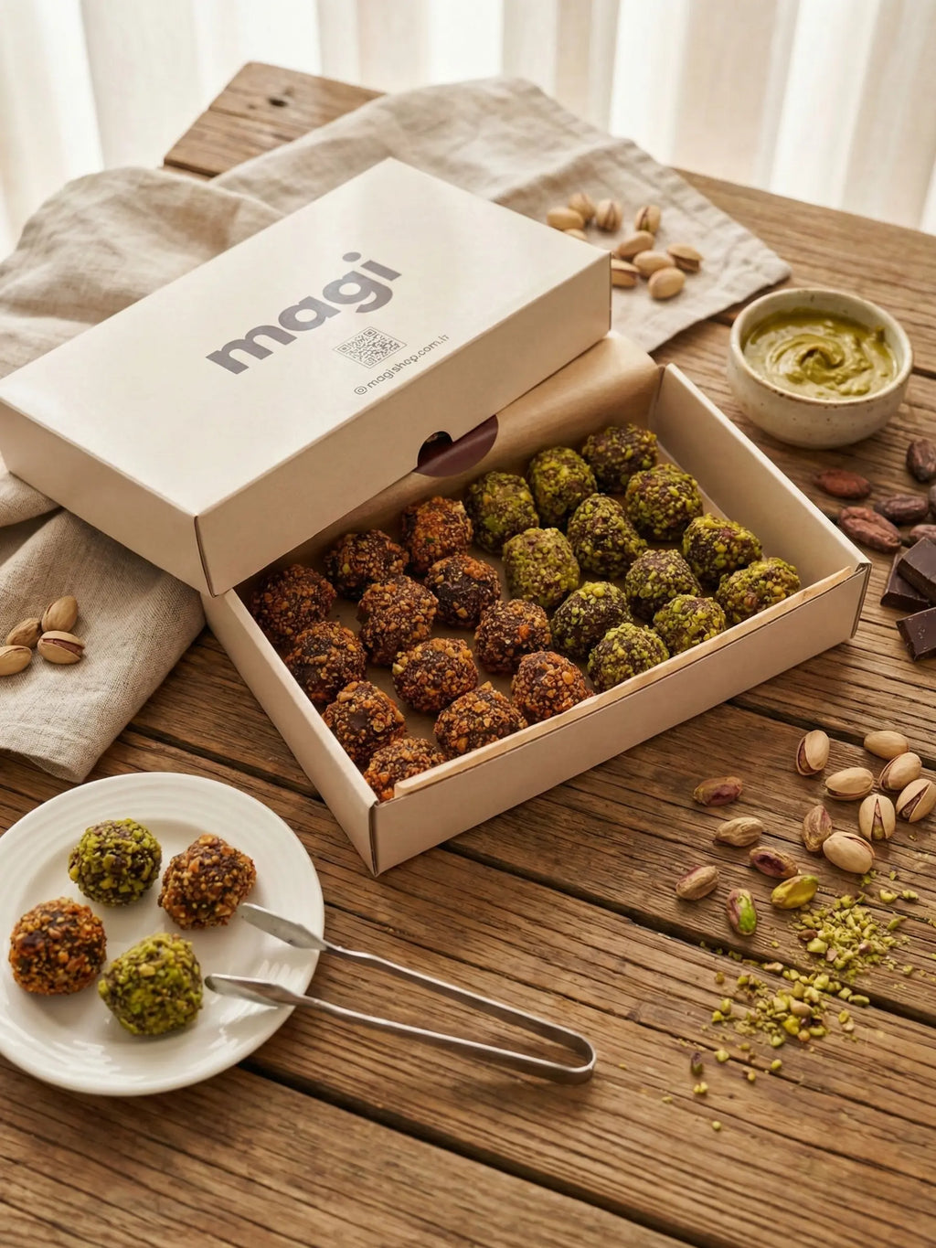 Magi Atom Mix – Antep Fıstığı & Kuru Kayısı Kaplamalı Dutlu Fındık Ezmeli Atıştırmalık | Glutensiz & Rafine Şekersiz | 400g Mağazam