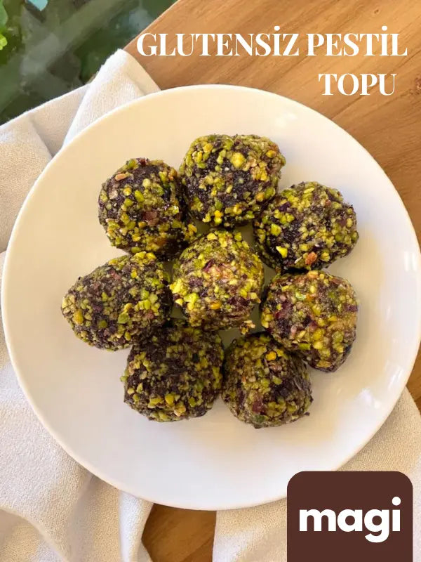 Magi Atom Mix – Antep Fıstığı & Kuru Kayısı Kaplamalı Dutlu Fındık Ezmeli Atıştırmalık | Glutensiz & Rafine Şekersiz | 400g Mağazam