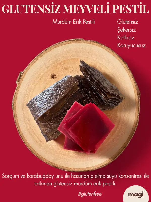 Magi Glutensiz & Şekersiz Mürdüm Erikli & Chia ve Keten Tohumlu Elmalı Pestil 400g – , magi