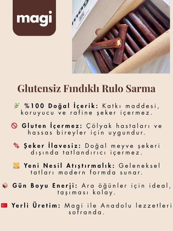 Magi Glutensiz Sade Rulo – Fındık Ezme Dolgulu, Şekersiz magi